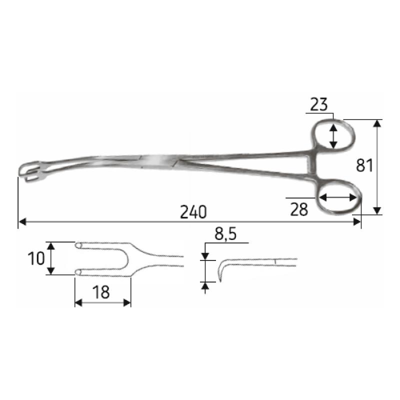 Щипці зубчасті Schroeder 24 cм, загнуті на бік, J-20-299 Surgicon